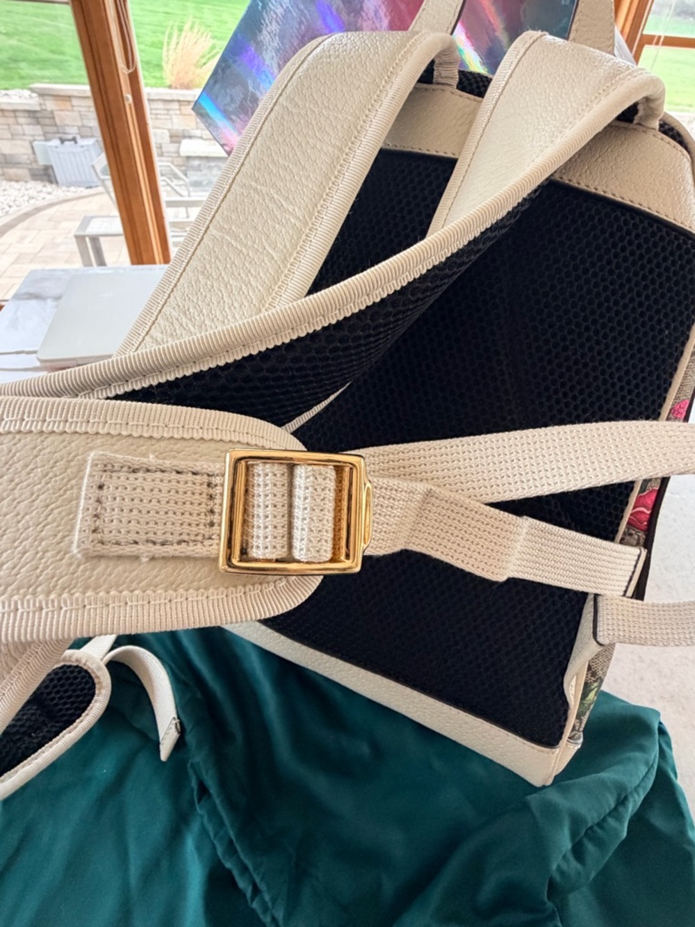 Gucci Floral GG Canvas Ophidia Backpack in Multicolor and Cream Leather - Picture 13 of 15